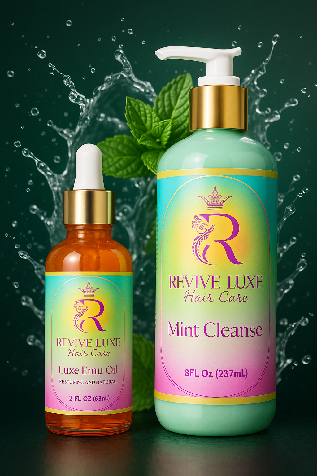 Revive luxe mint cleanse shampoo and emu oil bundle